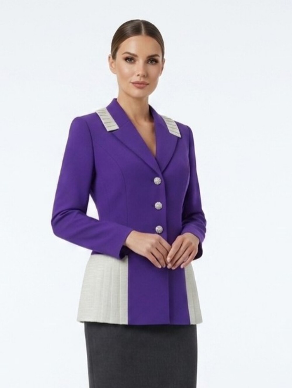 Night Studio New York 80s/90s Purple Blazer Jacket Metallic Bling Size  14